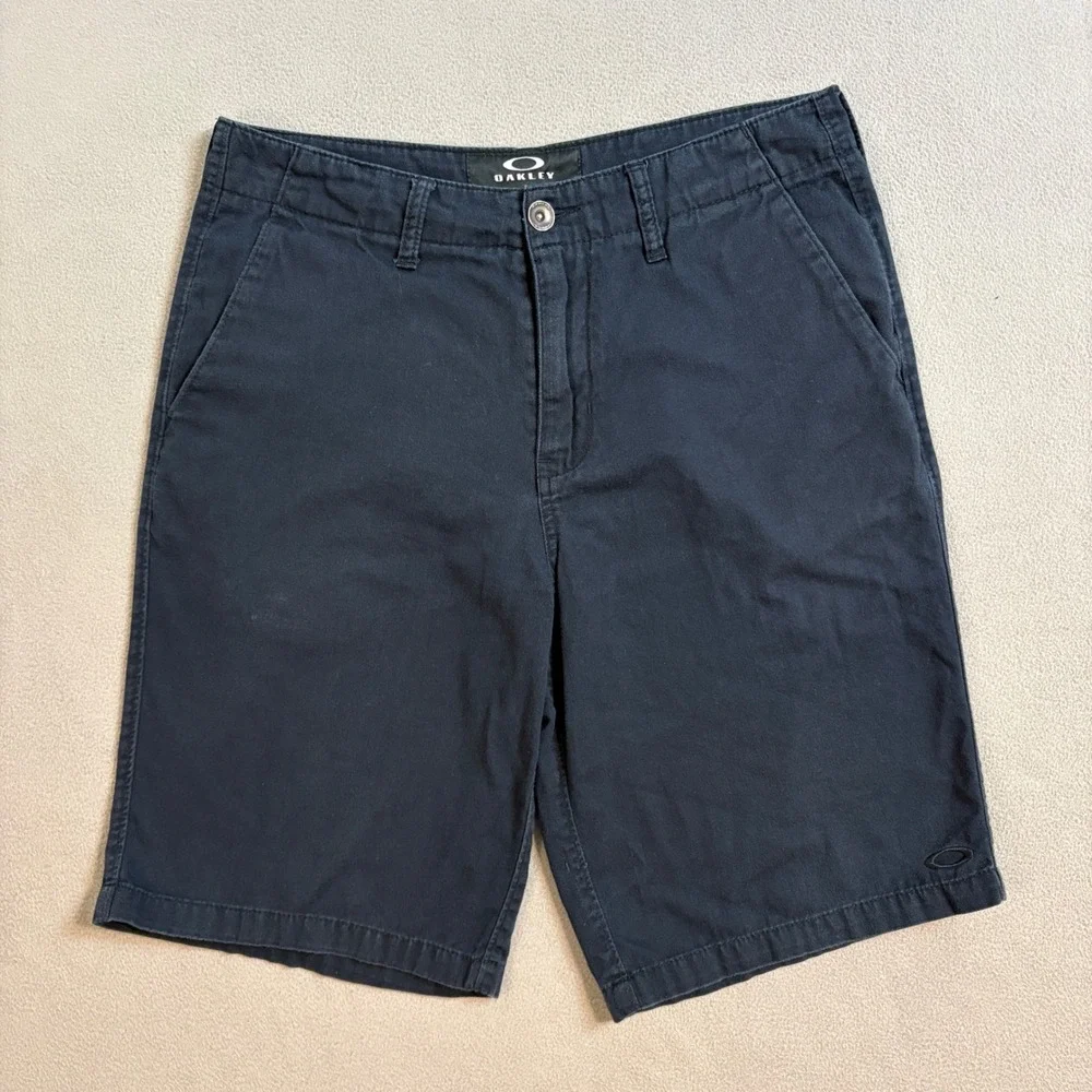 Oakley Mens Navy Blue Cotton Twill Chino Shorts Size 30 Flat Front